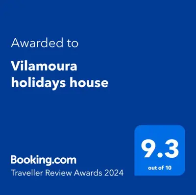 a screenshot of a phone with the text awarded to vancouver holiday house at Vilamoura holidays house in Vilamoura