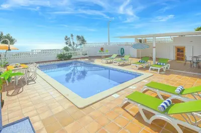 a floor plan of a villa with a swimming pool at Villa Brigida in Patroves