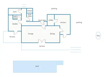 a floor plan of a house at Villa Colina do Sol by Villa Plus in Paderne