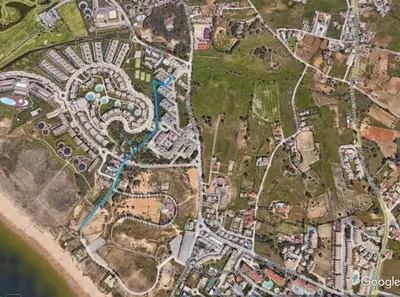 a map of a park next to the beach at Apartamento Salgados Mar in Albufeira