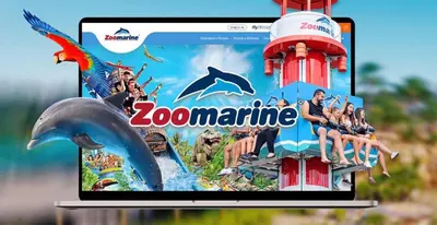 a tablet screen with a zoo marine website at Medusa Luxury Marina in Vilamoura