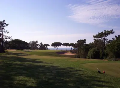 a view of the ninth green at a golf course at Centralgarve - Elegant and Cosy Studio in the Heart of Vilamoura - Aldeia do Mar T0 in Vilamoura
