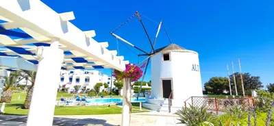 a palm tree in front of a building at Luxury Albufeira Townhouse with Terraces, Pool & Views by Be Cherish in Albufeira