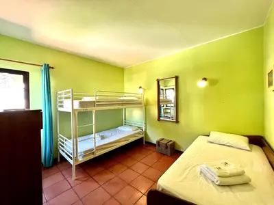 a bedroom with a bunk bed in a green room at Vilamoura Traditional Villa with Pool by Homing in Vilamoura