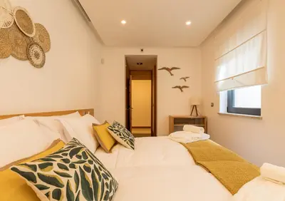 a bedroom with two white beds and a window at Algarve: Vale Lobo Golf&Beach with Private Pool II in Almancil