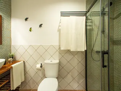 a bathroom with a toilet and a shower at Holiday Home Sebastião by Interhome in Paderne