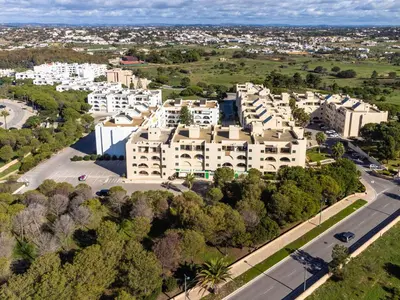 an aerial view of an apartment complex at Salgados 1 Bedroom Apartment - 500m from the Beach in Guia