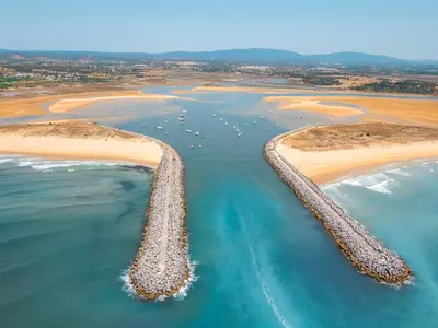 an aerial view of two islands in the ocean at Villa Mar & Sol by Algarve Vacation in Albufeira