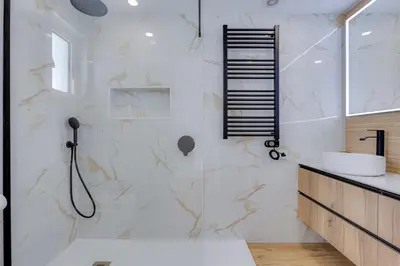 a bathroom with a shower and a sink at VILASOL - 
