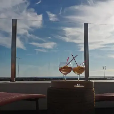 Charming V2 next to ocean